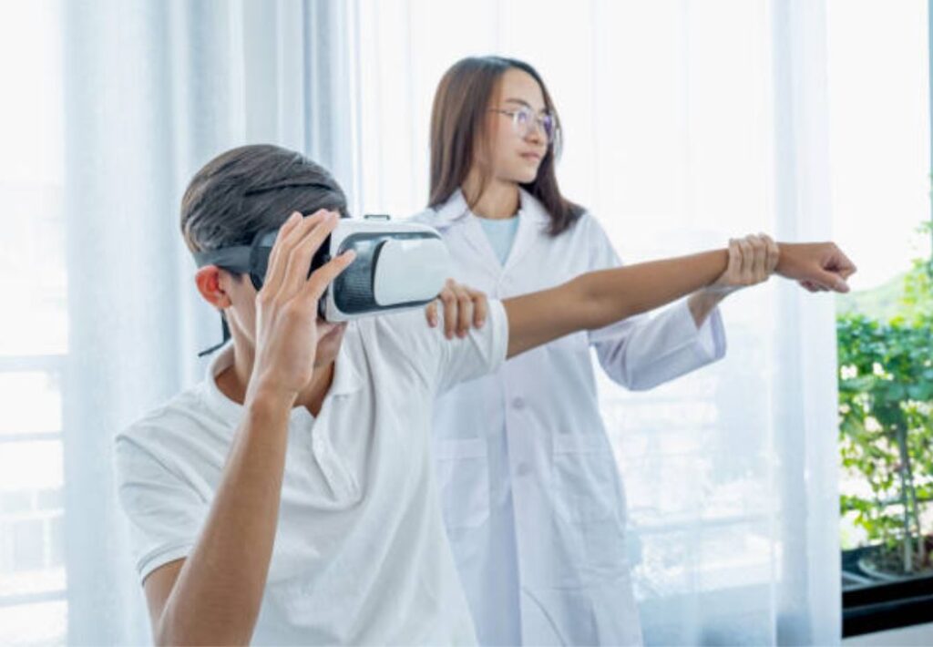 Integrate virtual reality into rehabilitation sessions, to benefit from exercises targeted at upper limbs, cognitive and balance disorders