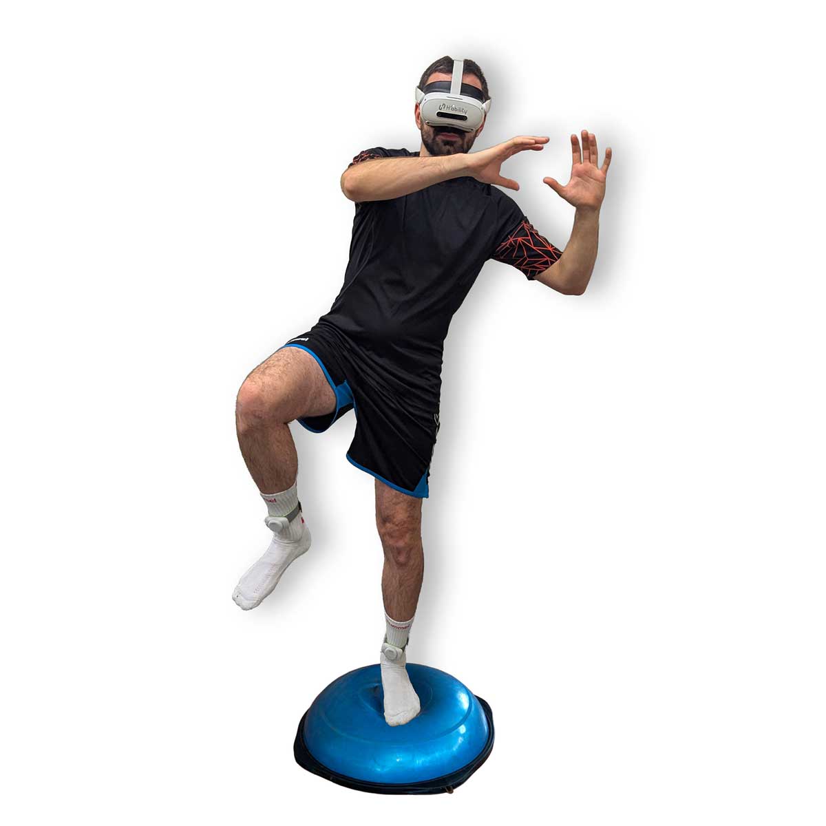 Patient rééducation Bosu station équilibre proprioception